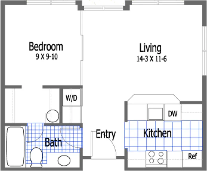 Floor plan 1 Bedroom 1Bath