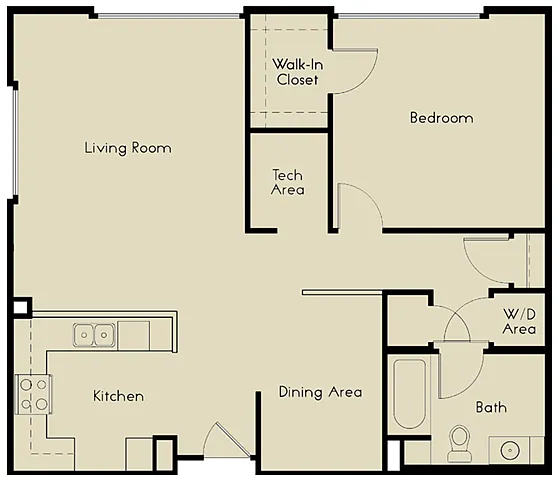 Floor plan 1 Bedroom 1 Bath Plan A