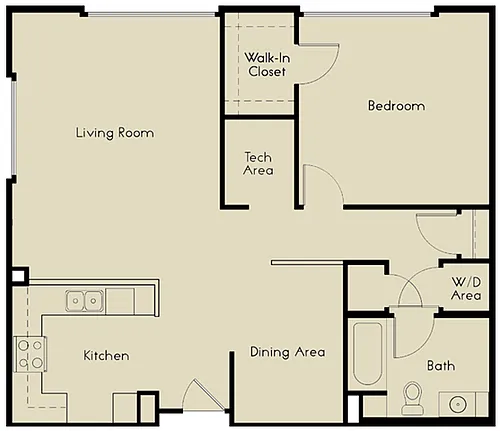 Floor plan 1 Bedroom 1 Bath Plan A