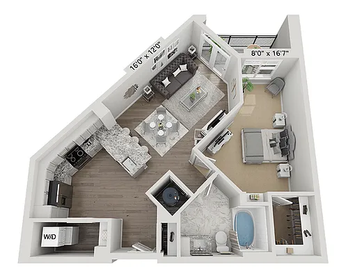 Floor plan One Bedroom A1B