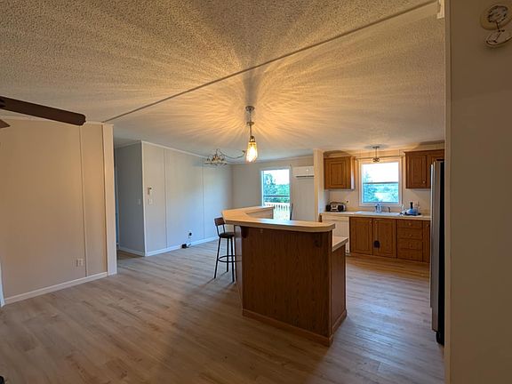 Island in kitchen from living room