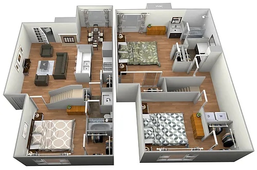 Floor plan King Ranch - 3 Bedroom 2 Baths