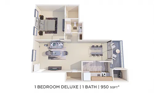 Floor plan One Bedroom - 950 sqft