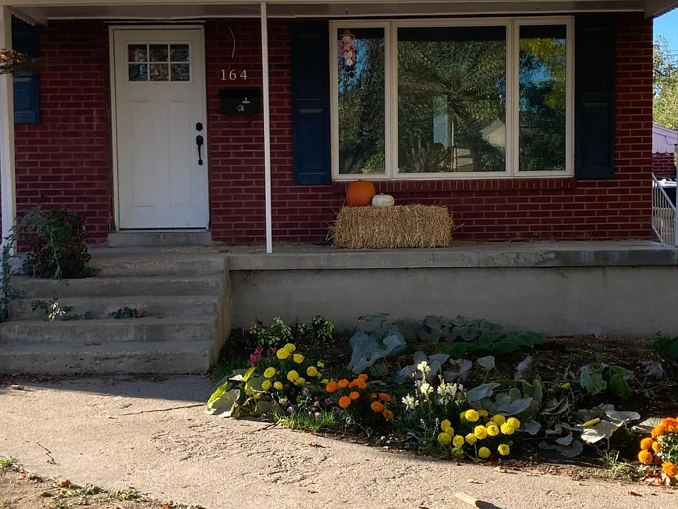 Front of home-basement entrance is around back of house.