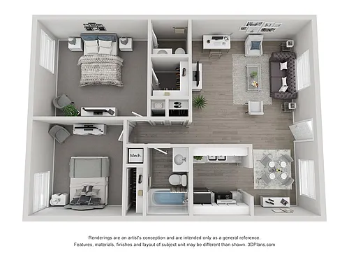 Floor plan 2 Bedroom Small Garden