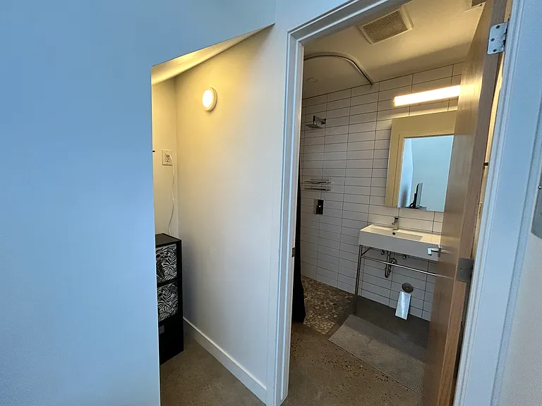 Bathroom and storage area