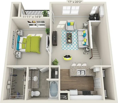 Floor plan A3 MULBERRY - 1 Bedroom, 1 Bathroom