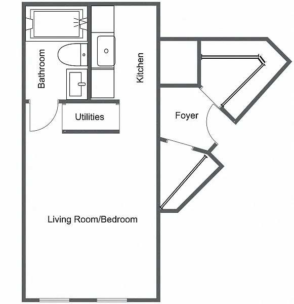 Floor plan Heyse Studio, 1 Bath A