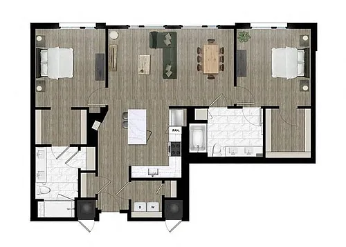 Floor plan Two Bedroom (2E)