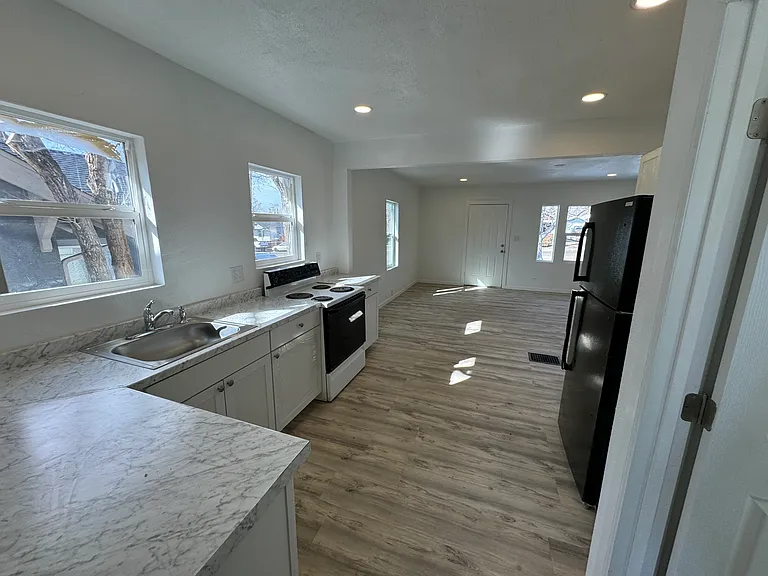 Living room and Kitchen from back of Kitchen