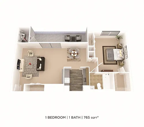 Floor plan One Bedroom - 765 sqft
