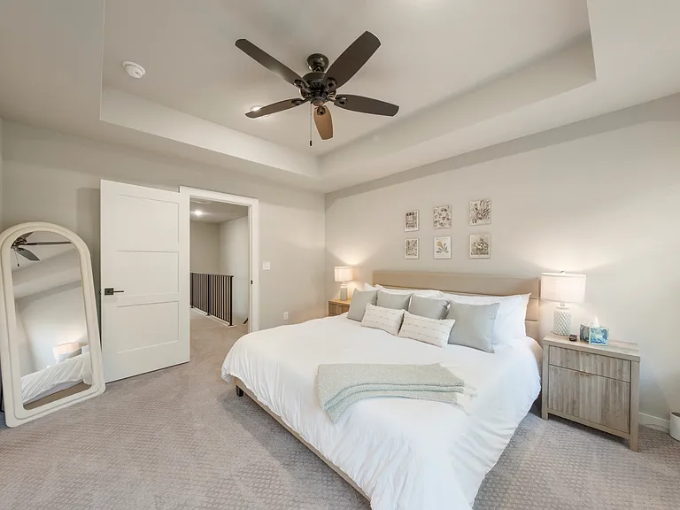 Master bedroom is located upstairs and includes king sized bed, TV, and all furnishings