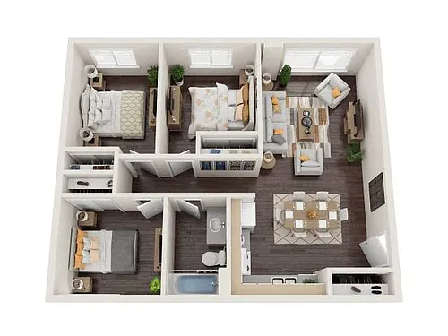 Floor plan Three Bedroom One Bathroom (Affordable)