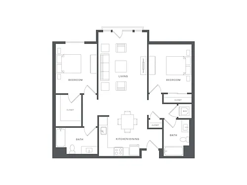 Floor plan 2 Bed/2 Bath-Q-B2