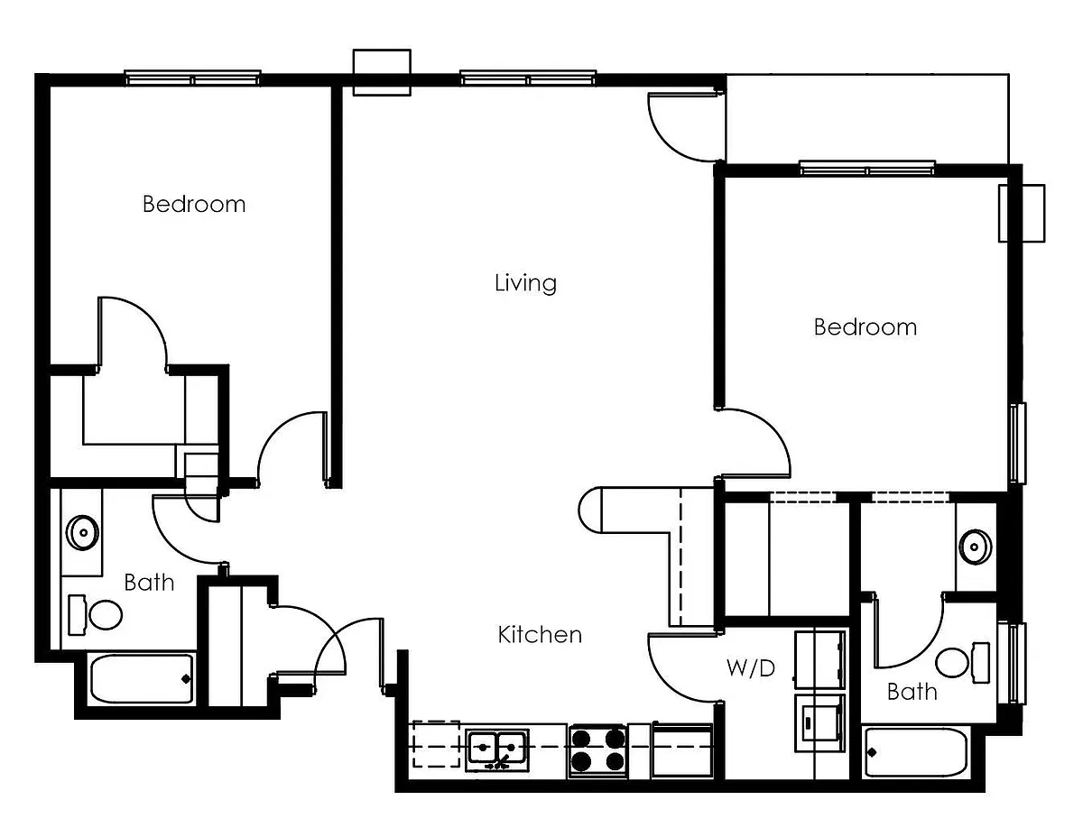 Floor plan 2 Bed 2 Bath