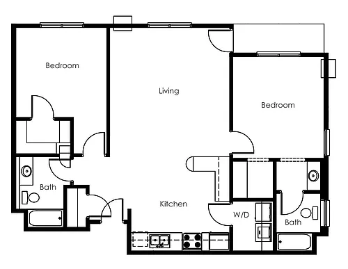 Floor plan 2 Bed 2 Bath