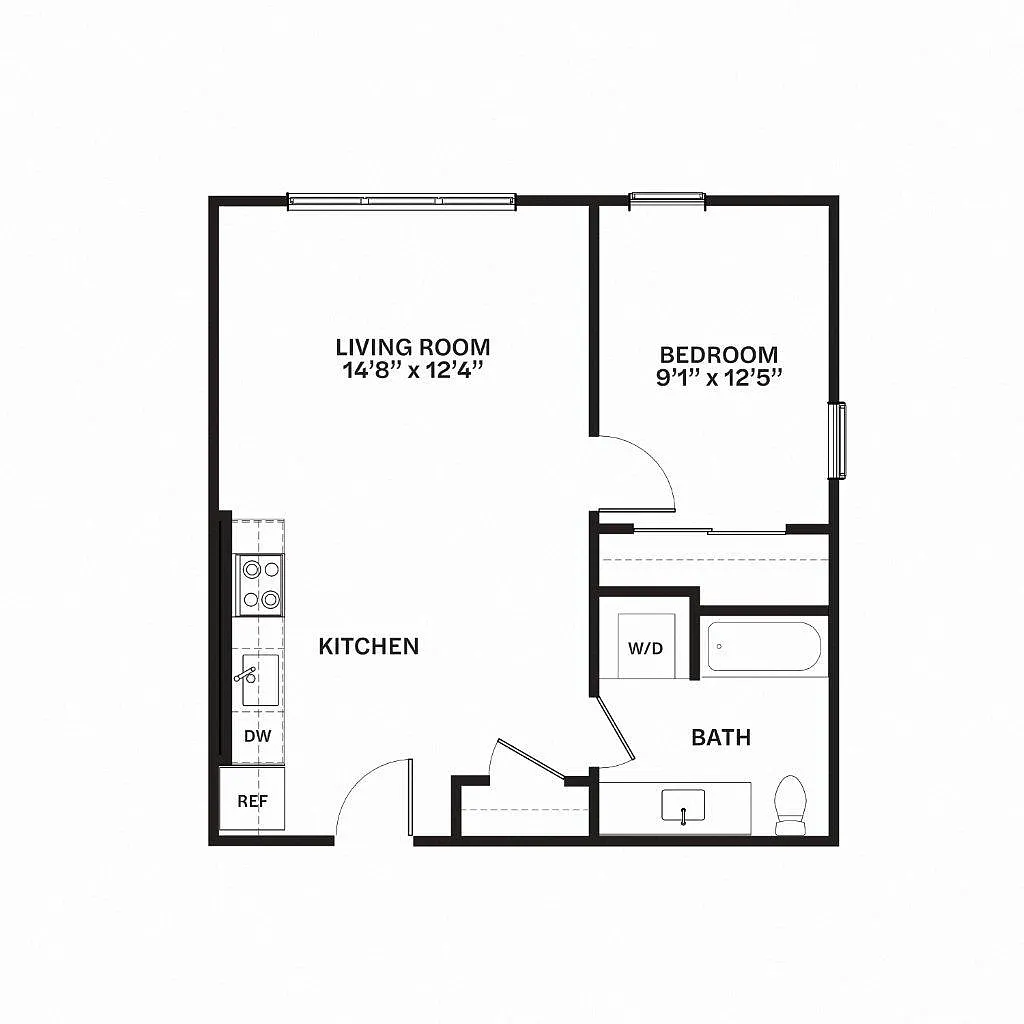 Floor plan Traditional One Bedroom C25