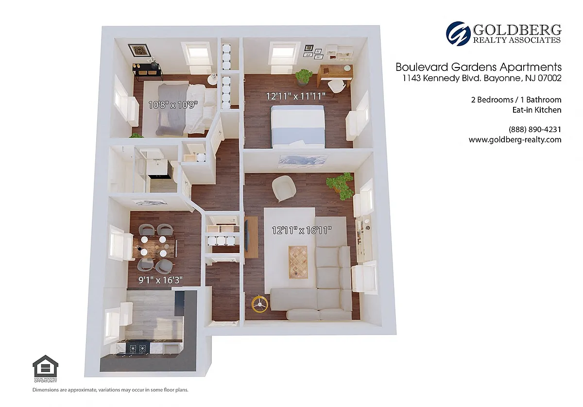 Floor plan Two Bedroom-One Bath
