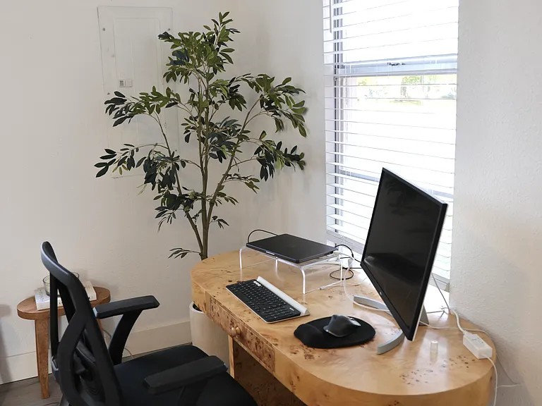 Living room desk. Monitor and computer not included