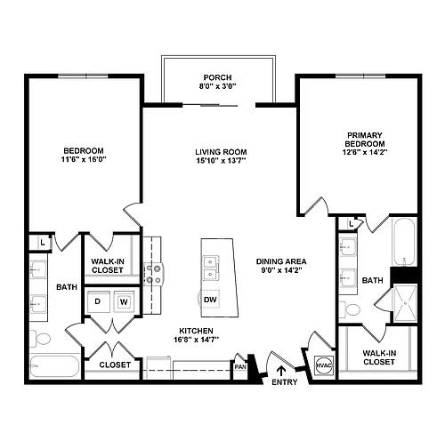 Floor plan 2 Bed/2 Bath-B4