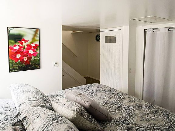 King bed easily fits in the bedroom downstairs