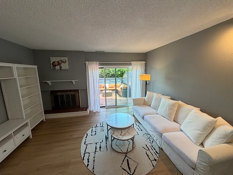 2 floor, living room + fireplace + patio
