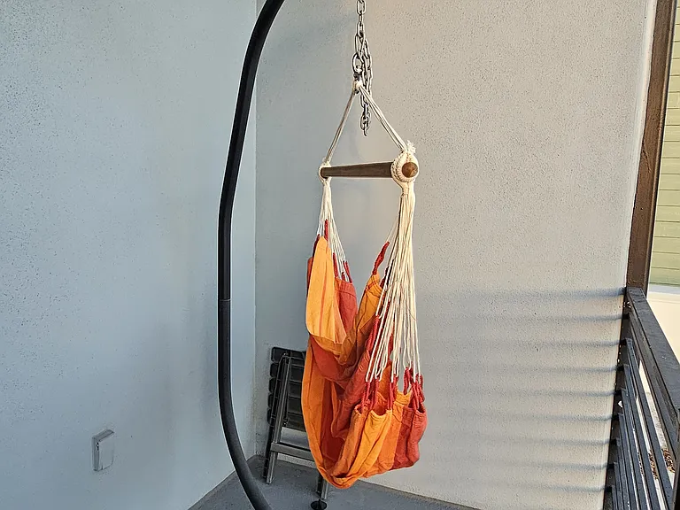 Chair hammock on back balcony