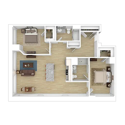 Floor plan Mill 8 - 2 Bedroom 2 Bathroom - Natural