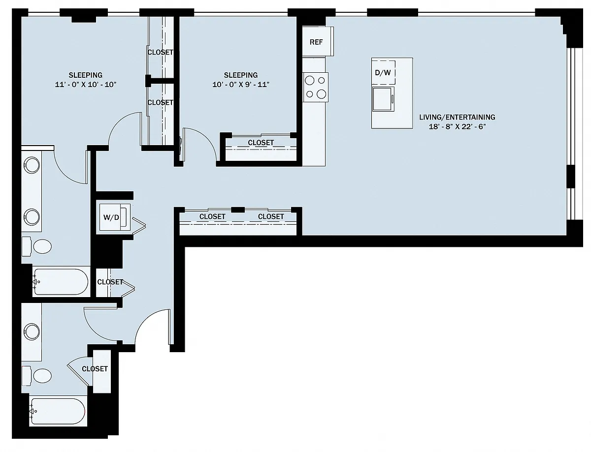 Floor plan 2 Bedroom 2 Bath C3