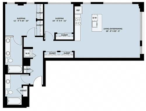 Floor plan 2 Bedroom 2 Bath C3