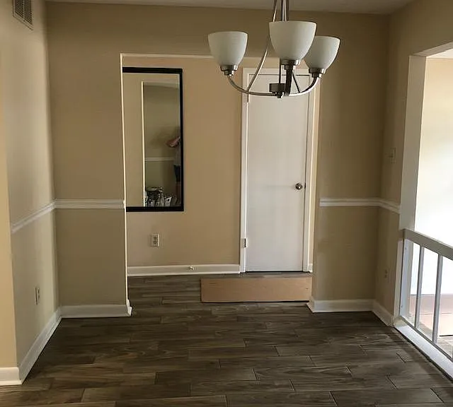Dining room with open view to living room