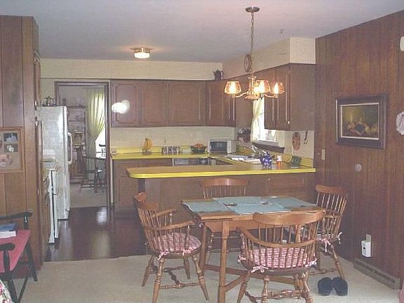 eating area and kitchen