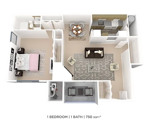 Floor plan One Bedroom - 750 sqft