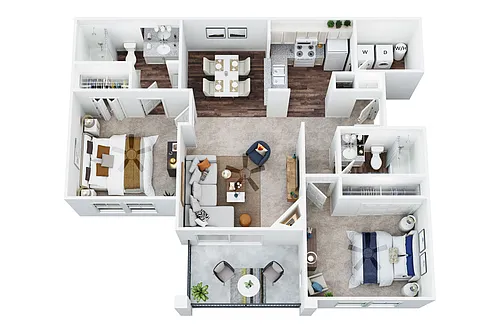 Floor plan B-1 (2 bedroom 2 bath)