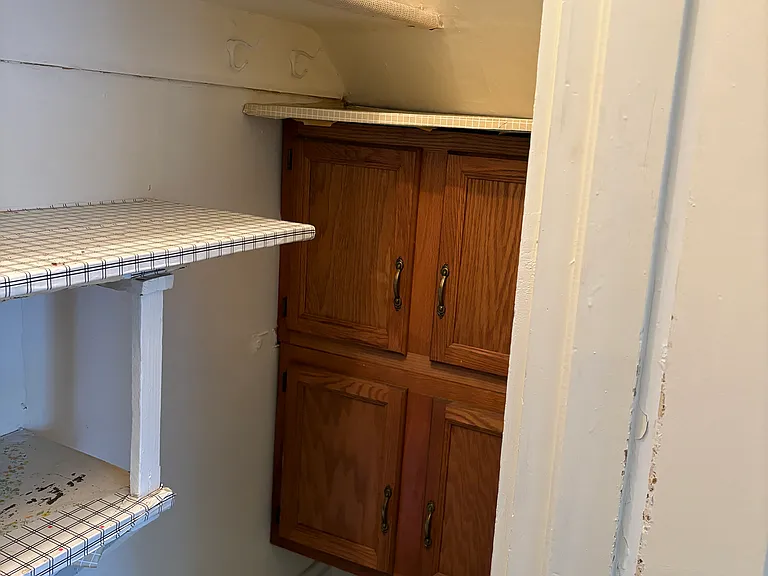 Cabinet storage in pantry.