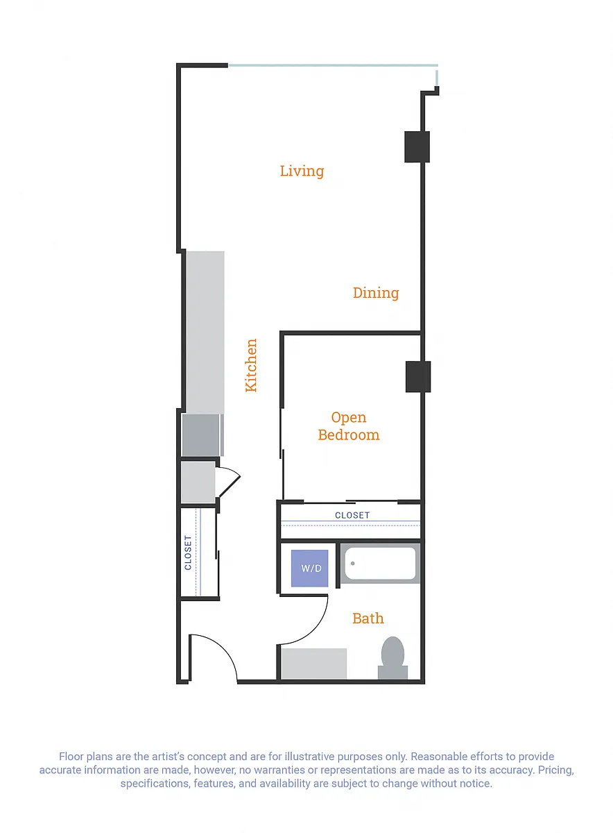 Floor plan Urban 1 Bedroom C