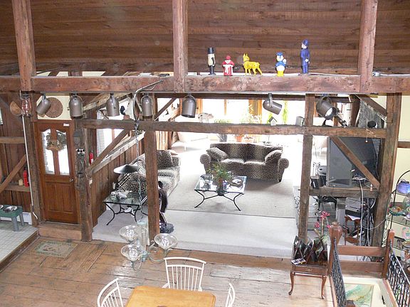 Looking down from balcony