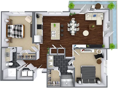 Floor plan Two Bedrooms/Two Baths