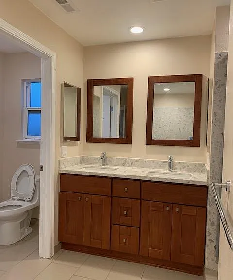 Master bathroom with separate toilet