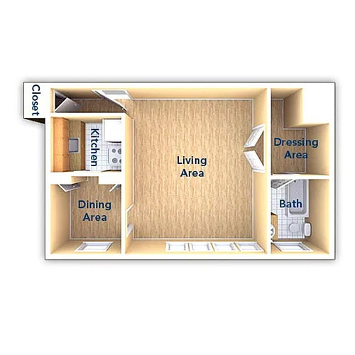 Floor plan One Bedroom Jr