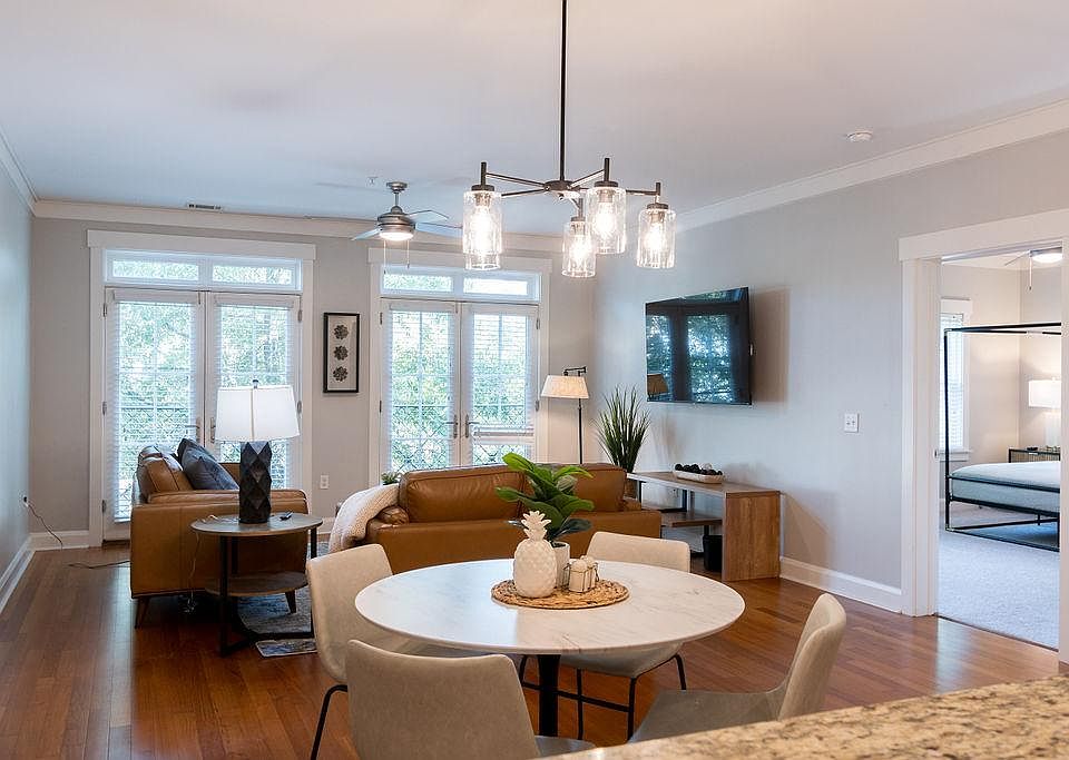 Cozy eating area and living room