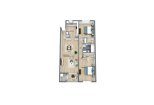 Floor plan 2 Bed 1 Bath Renovated