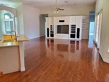 Open Space Living Room with Built-in Entertainment Cabinet