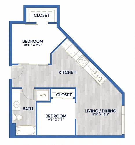 Floor plan B5 - Urban One Bed + Den