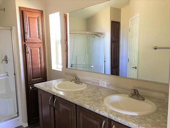 Master Bath Double Sink Vanity, Walk-in Shower, Linen Cabinets