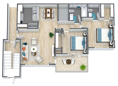 Floor plan 2BR - 1.5BTH Renovated