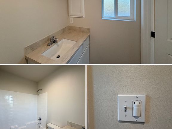 BEDROOM 1 Bathroom 
Note: Mirror, shower curtain rod, TP holder, towel bars and cabinet knobs installation in work.