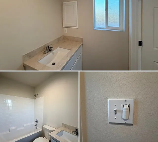 BEDROOM 1 Bathroom
Note: Mirror, shower curtain rod, TP holder, towel bars and cabinet knobs installation in work.