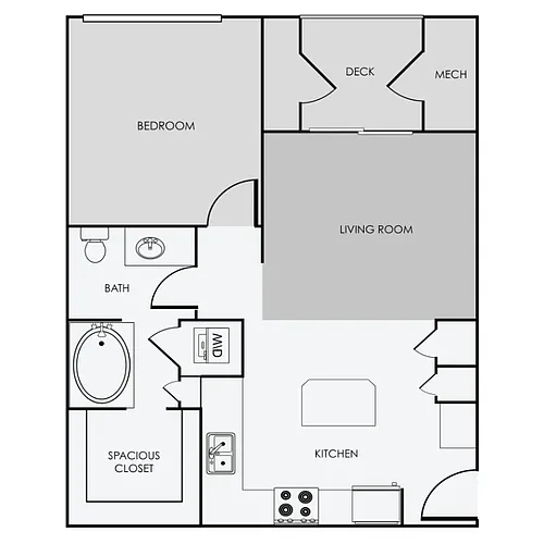 Floor plan A2 Premium - 1 Bedroom, 1 Bathroom