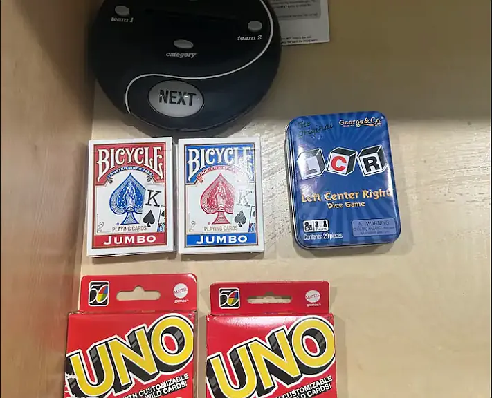 Games are available in one of the kitchen drawers for a family game night in!